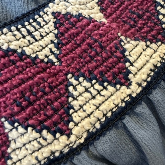 Women’s Maurices Off the Shoulder Smocked Blue Boho Knit Western Dress Medium - Picture 10 of 10